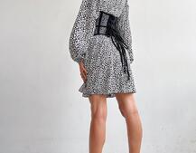 Приталена сукня з принтом  + прозорий корсет Приталена сукня з принтом  + прозорий корсет | PUSHKA SHOP