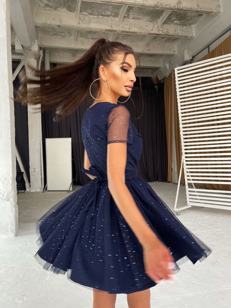 Платье-мини с голографическими блестками Платье-мини с голографическими блестками | PUSHKA SHOP