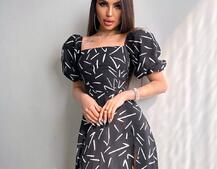 Сукня -міді зі шнурівкою на спинці та розрізом на ніжці | PUSHKA SHOP