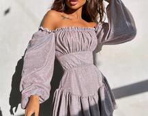 Блискуча сукня з воланами та шнурівкою на спинці | PUSHKA SHOP