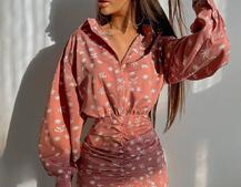 Платье-рубашка с присобранной юбкой  | PUSHKA SHOP