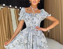 Летнее цветочное платье с завязками на груди Летнее цветочное платье с завязками на груди | PUSHKA SHOP