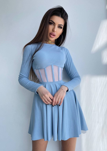 Приталена сукня з корсетною вставкою та спідницею-сонцем | PUSHKA SHOP