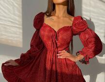 Блискуча сукня з оборками та чашками з ефектом push up Блискуча сукня з оборками та чашками з ефектом push up | PUSHKA SHOP