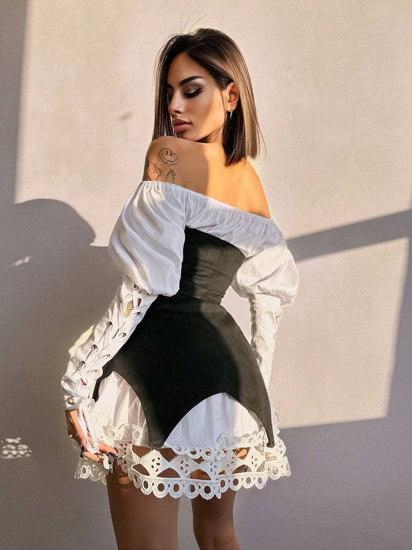 Комплект: сукня декорована мереживом + корсет Комплект: сукня декорована мереживом + корсет | PUSHKA SHOP