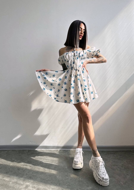 Сукня- міні у квітковий принт | PUSHKA SHOP