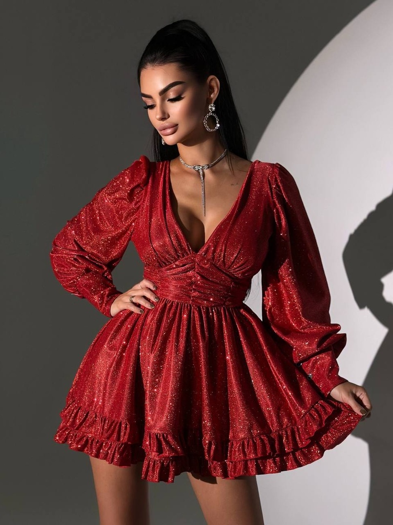 Сукня із пишною подвійною спідницею та драпіруванням  | PUSHKA SHOP