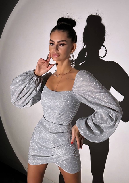 Сяючий комплект: корсет + спідниця міні з драпіруванням  | PUSHKA SHOP