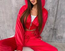 Велюровий комплект: кофта з корсетними елементами + джогери з імітацією трусиків | PUSHKA SHOP