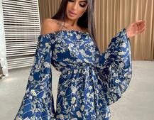 Цветочный ромпер с расклешенными рукавами  Цветочный ромпер с расклешенными рукавами  | PUSHKA SHOP