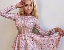 Корсетна сукня з пишною спідницею в квітковий Принт  | PUSHKA SHOP