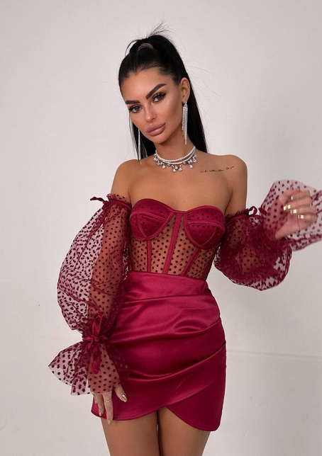 Улюблений комплект в новому виконанні: корсет бюстьє з об’ємними рукавами + спідниця міні | PUSHKA SHOP