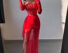 Мереживна сукня максі з рукавичками  | PUSHKA SHOP