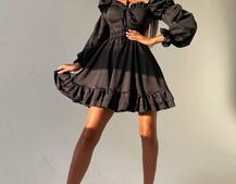 Платье с чашечками и пышной юбкой с оборками   | PUSHKA SHOP