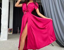 Шелковое платье-миди с широким поясом  | PUSHKA SHOP