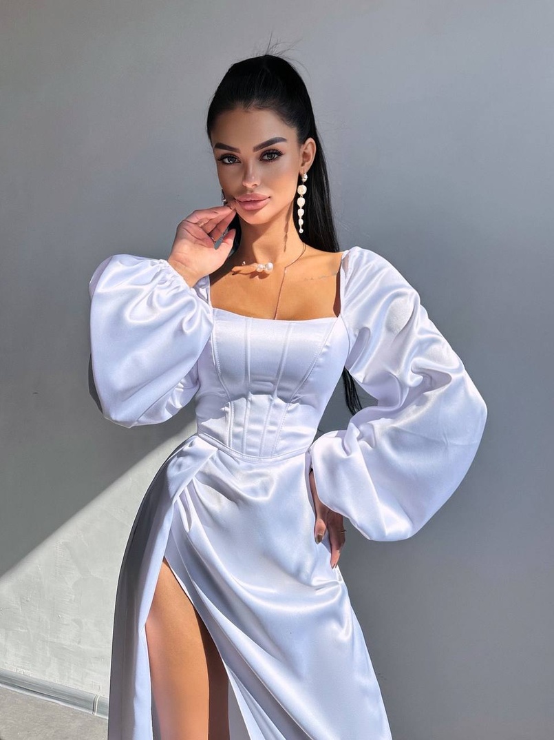 Атласний комплект: корсет + спідниця  максі з драпіруванням | PUSHKA SHOP