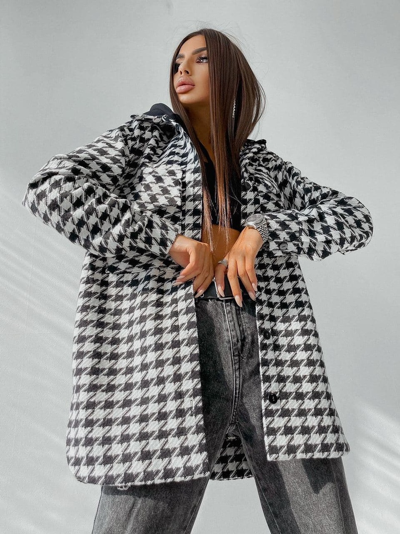 Кашемировая рубашка в клетку с капюшоном  | PUSHKA SHOP