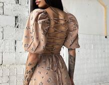 Платье миди со шнуровкой на спинке  | PUSHKA SHOP