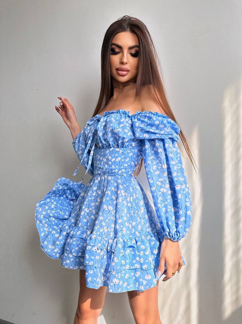 Квіткова сукня з воланами та шнуровкою по спинці | PUSHKA SHOP