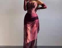 Мереживна сукня максі з рукавичками  | PUSHKA SHOP