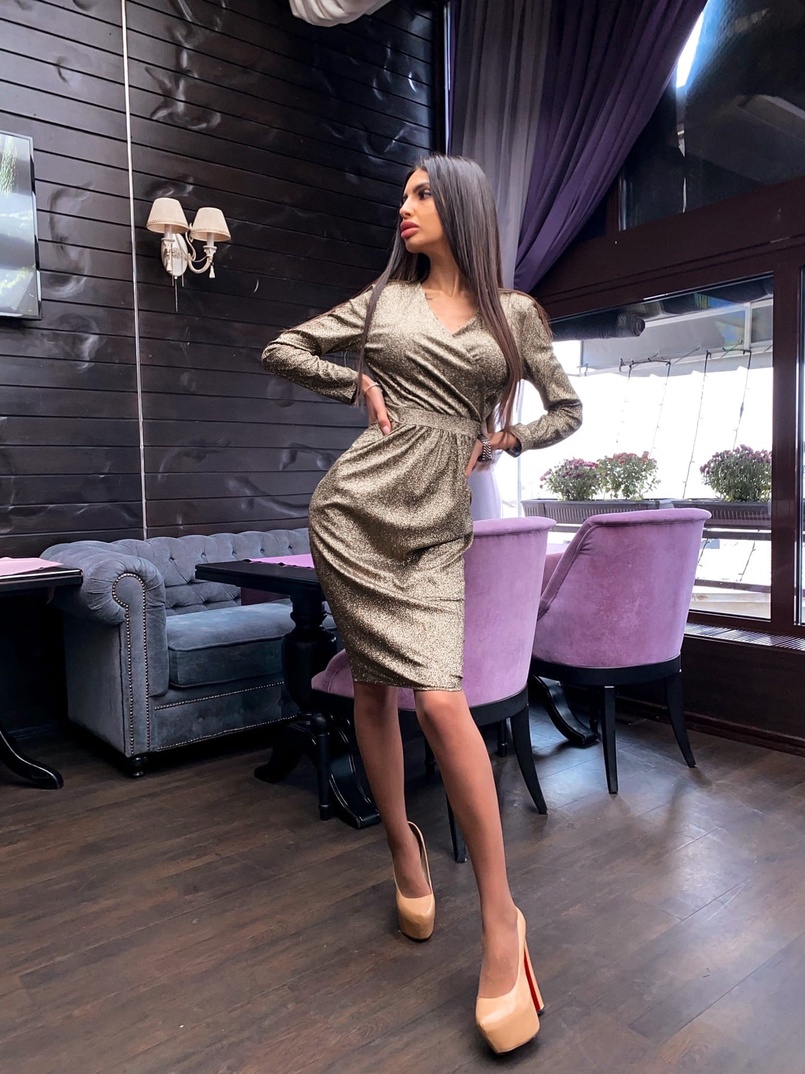 Платье-футляр из голографического трикотажа с люрексом Платье-футляр из голографического трикотажа с люрексом | PUSHKA SHOP