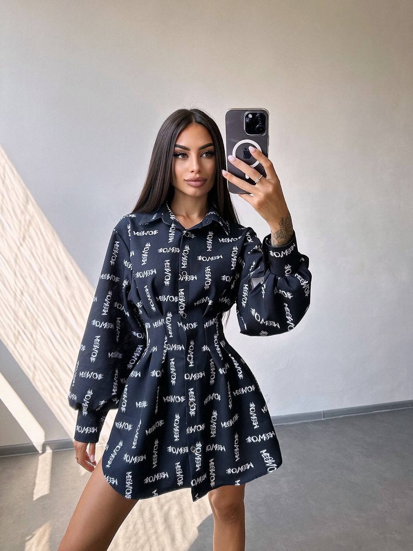 Приталена сорочка з принтом | PUSHKA SHOP