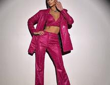 Костюм: піджак на підкладці, штани кльош+ топ з чашечками Костюм: піджак на підкладці, штани кльош+ топ з чашечками | PUSHKA SHOP