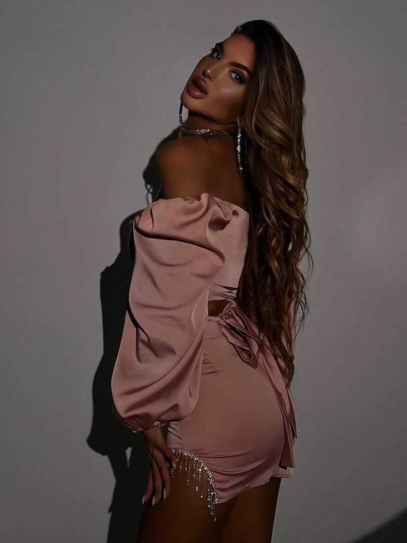 Атласний комплект, бахромою зі стразами Ручна робота, прикраса пришита Атласний комплект, бахромою зі стразами Ручна робота, прикраса пришита | PUSHKA SHOP