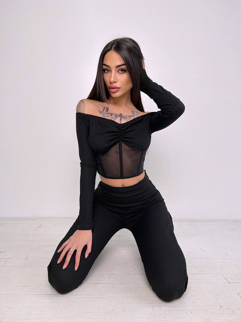 Комплект : штани кльош і топ з елементами корсету  | PUSHKA SHOP