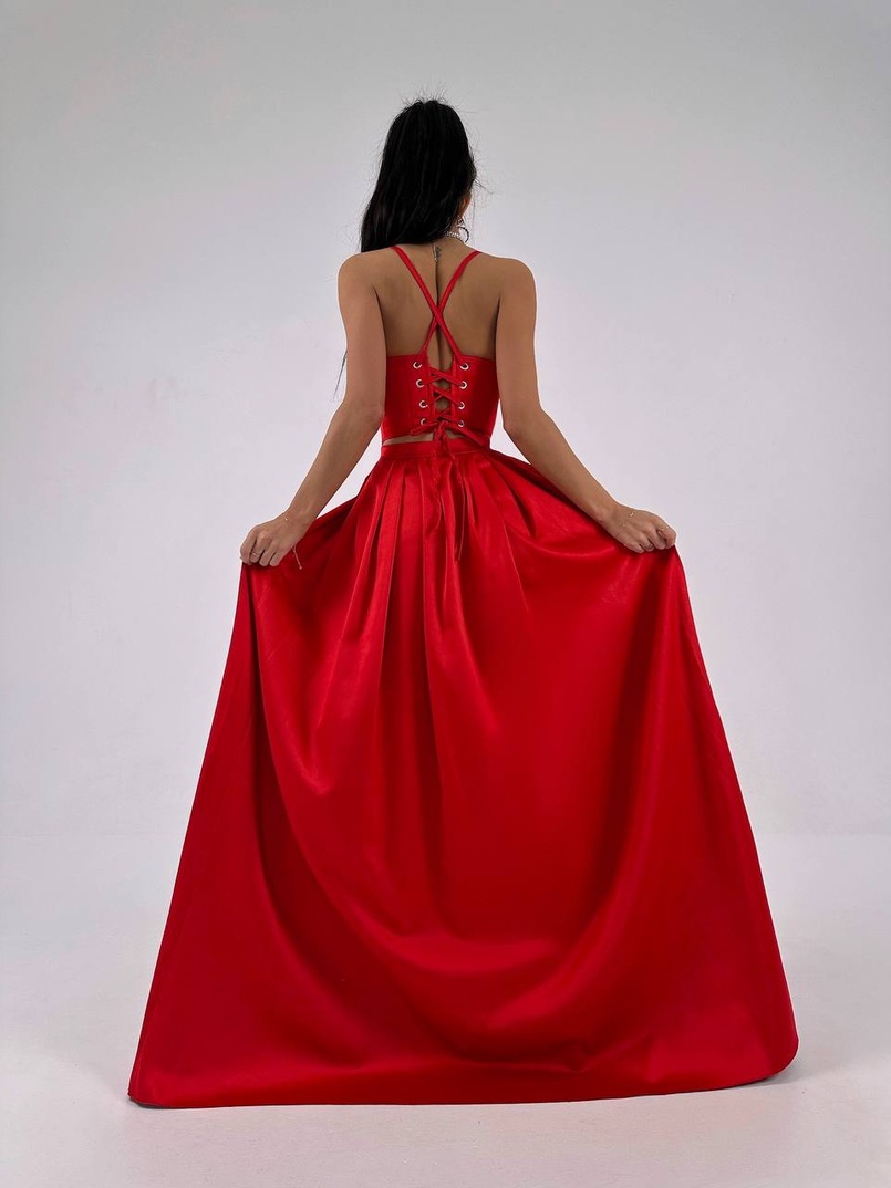 Атласний комплект: корсет + спідниця максі Атласний комплект: корсет + спідниця максі | PUSHKA SHOP