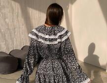 Сукня з квітковим принтом декорована мереживом    | PUSHKA SHOP