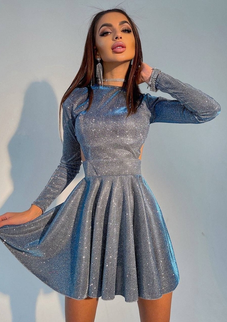 Блискуча сукня міні з відкритою спиною  | PUSHKA SHOP
