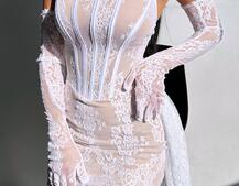 Сукня міні зі шлейфом та рукавичками | PUSHKA SHOP