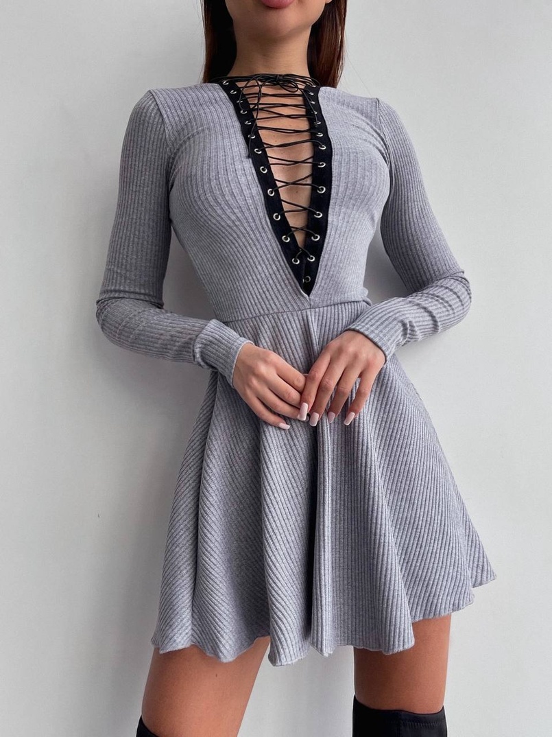 Сукня міні зі шнурівкою  | PUSHKA SHOP