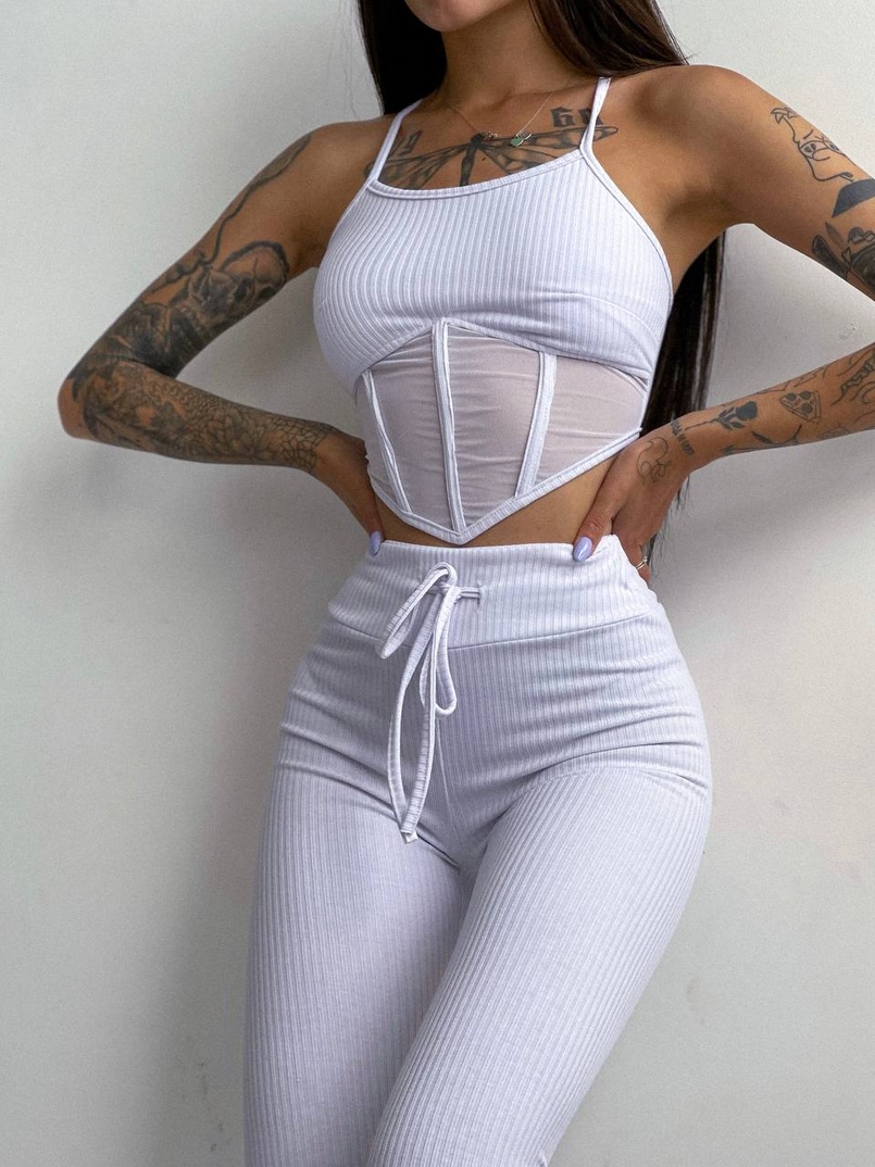Трикотажный комплект: корсетный топ на косточках + леггинсы | PUSHKA SHOP