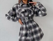 Кашемировое платье-рубашка в клетку Кашемировое платье-рубашка в клетку | PUSHKA SHOP