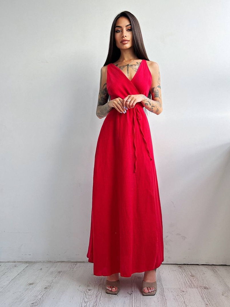 Муслиновое платье с запахом  | PUSHKA SHOP