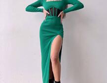 Сукня-міді  з елементами корсету   | PUSHKA SHOP