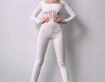 Облягаючий трикотажний комбінезон з елементами корсету  | PUSHKA SHOP