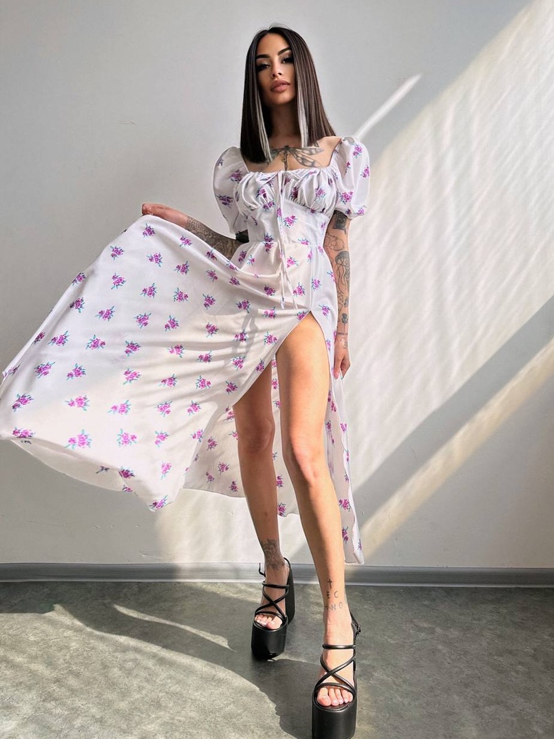 Сукня- міді  з квітковим принтом | PUSHKA SHOP