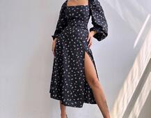 Сукня -міді зі шнурівкою на спинці та розрізом на ніжці Сукня -міді зі шнурівкою на спинці та розрізом на ніжці | PUSHKA SHOP