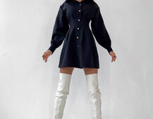 Приталенное платье-рубашка на кнопках с открытой спиной Приталенное платье-рубашка на кнопках с открытой спиной | PUSHKA SHOP