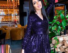 Платье в пайетки с широким поясом и завязками на талии | PUSHKA SHOP