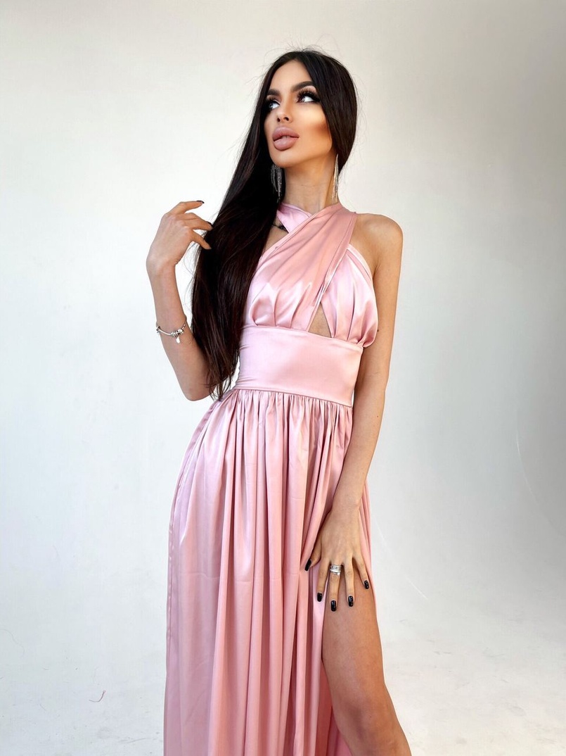 Платье макси с разрезом на юбке и верхом на завязках Платье макси с разрезом на юбке и верхом на завязках | PUSHKA SHOP