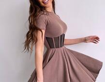 Сукня-міні  з елементами корсету  та спідницею солнцем | PUSHKA SHOP