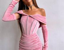 Оксамитова корсетна сукня міні, декорована стразами     Ручна робота  | PUSHKA SHOP