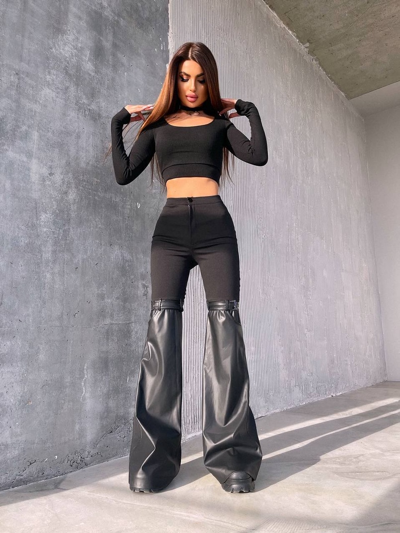 Штани-кльош  з металевими застібками   | PUSHKA SHOP