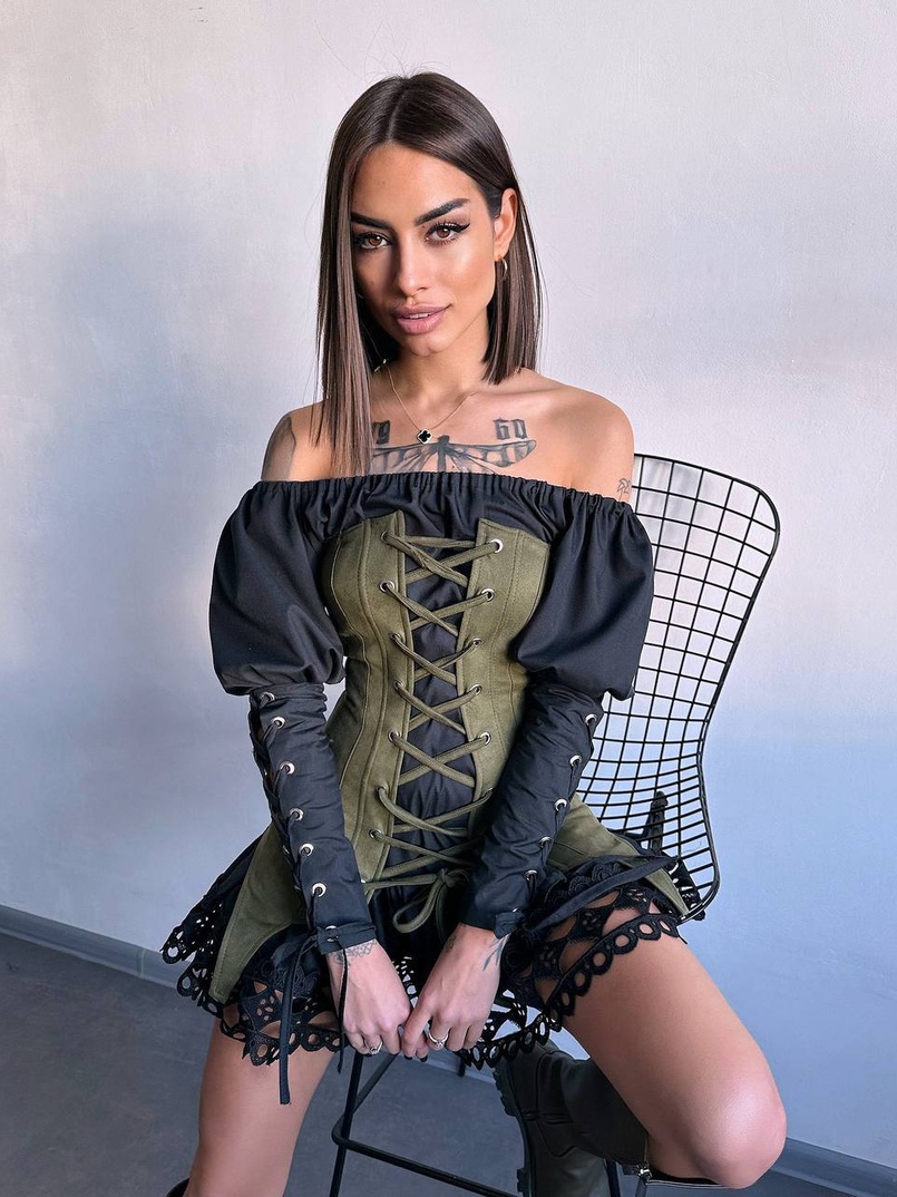 Комплект: сукня декорована мереживом + корсет Комплект: сукня декорована мереживом + корсет | PUSHKA SHOP