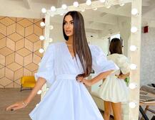 Воздушное коттоновое платье с пышной юбкой и объемными рукавами  | PUSHKA SHOP