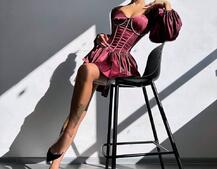 Сукня з корсетом, декорованим стразами  Ручна робота  | PUSHKA SHOP